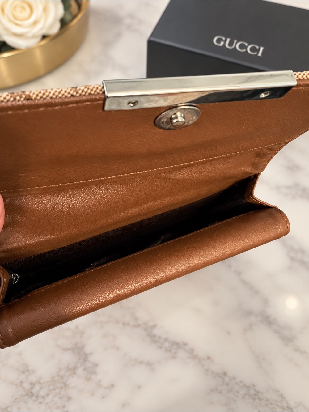 Inspired Canvas Wallet with Green and Red Stripe - Picture 3 of 3